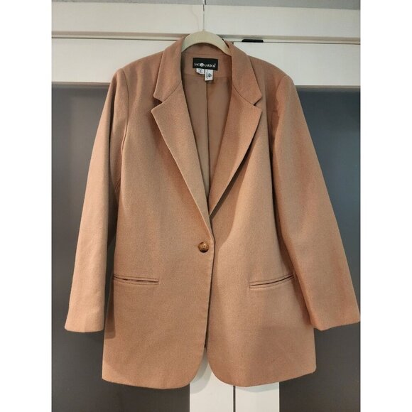Sag Harbor Jackets & Blazers - Vintage Blazer 100% Pure Wool Women 16 Sag Harbor Camel 1 Button Shoulder Pads